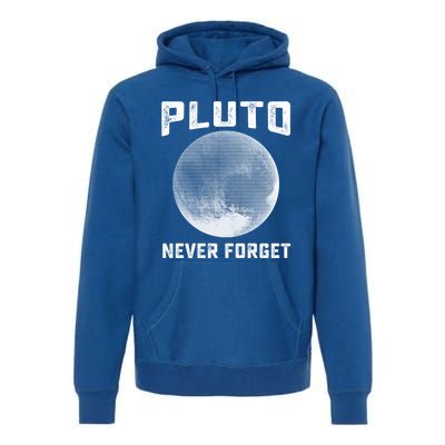 Pluto Never Forget Gift Funny Science Funny Gift Premium Hoodie