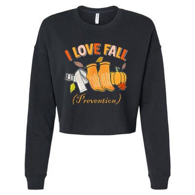 Pt Nurse Fall I Love Fall Prevention Fall Physical Therapy Cropped Pullover Crew