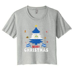 Proud Nicaragua Flag Tree Christmas Pajama Patrioitc Xmas Women's Crop Top Tee