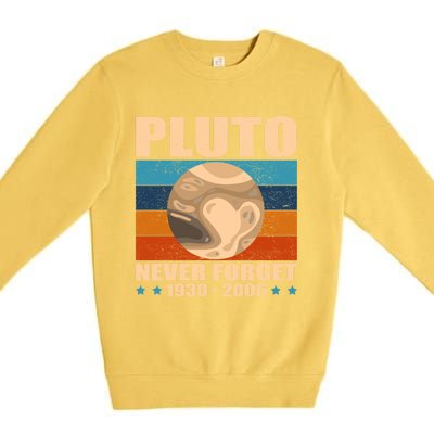 Pluto Never Forget Old Planet Dwarf Planet Great Gift Premium Crewneck Sweatshirt