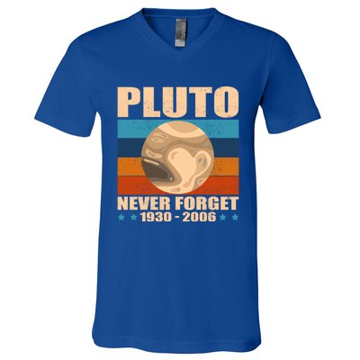 Pluto Never Forget Old Planet Dwarf Planet Great Gift V-Neck T-Shirt