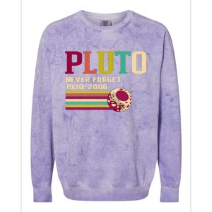 Pluto Never Forget 19302006 Solar System Planet Colorblast Crewneck Sweatshirt