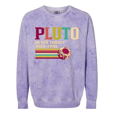 Pluto Never Forget 19302006 Solar System Planet Colorblast Crewneck Sweatshirt