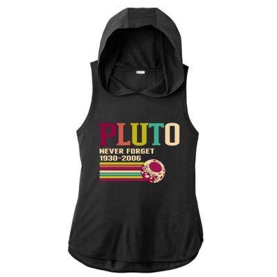 Pluto Never Forget 19302006 Solar System Planet Ladies PosiCharge Tri-Blend Wicking Draft Hoodie Tank