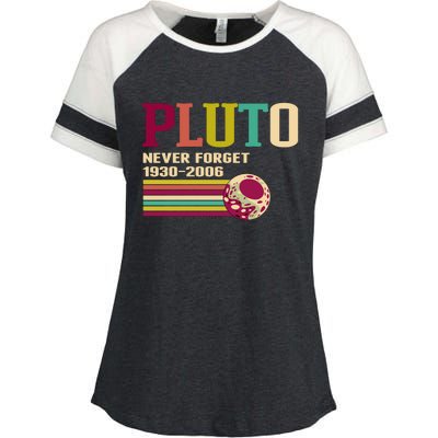 Pluto Never Forget 19302006 Solar System Planet Enza Ladies Jersey Colorblock Tee