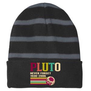 Pluto Never Forget 19302006 Solar System Planet Striped Beanie with Solid Band