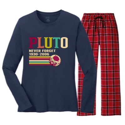 Pluto Never Forget 19302006 Solar System Planet Women's Long Sleeve Flannel Pajama Set 