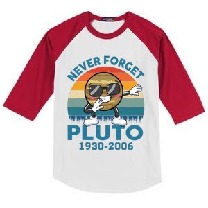 Pluto Never Forget 1930 2006 Space Science Teacher Kids Colorblock Raglan Jersey