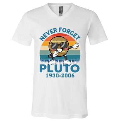 Pluto Never Forget 1930 2006 Space Science Teacher V-Neck T-Shirt