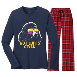 Poodle No Fluffs Funny Gifts Women's Long Sleeve Flannel Pajama Set 