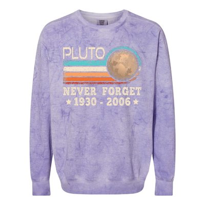 Pluto Never Forget Funny Planet Space Science Colorblast Crewneck Sweatshirt