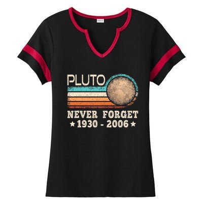 Pluto Never Forget Funny Planet Space Science Ladies Halftime Notch Neck Tee