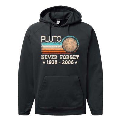 Pluto Never Forget Funny Planet Space Science Performance Fleece Hoodie