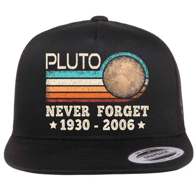 Pluto Never Forget Funny Planet Space Science Flat Bill Trucker Hat