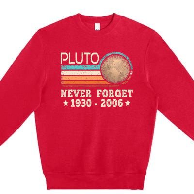 Pluto Never Forget Funny Planet Space Science Premium Crewneck Sweatshirt