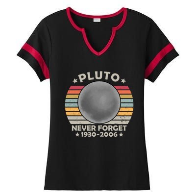 Pluto Never Forget 1930 2006 T Ladies Halftime Notch Neck Tee