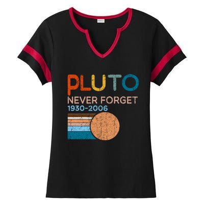 Pluto Never Forget 1930 2006 Ladies Halftime Notch Neck Tee