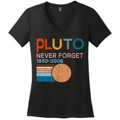 Pluto Never Forget 1930 2006 Women's V-Neck T-Shirt