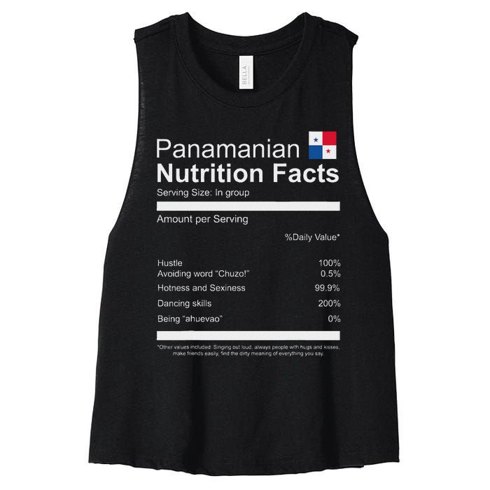 Panamanian Nutrition Facts Funny Panamanian Women's Racerback Cropped Tank