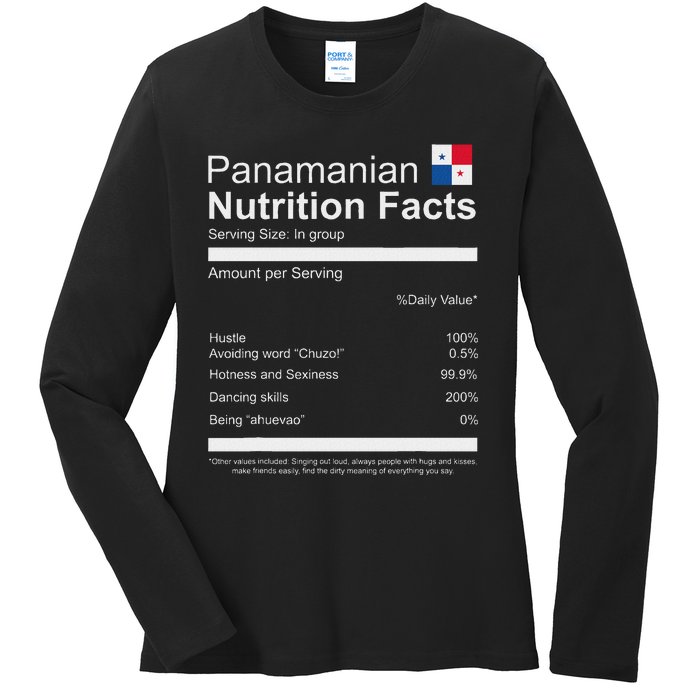 Panamanian Nutrition Facts Funny Panamanian Ladies Long Sleeve Shirt