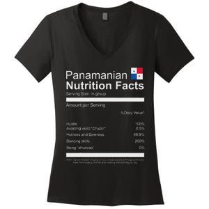 Panamanian Nutrition Facts Funny Panamanian Women's V-Neck T-Shirt