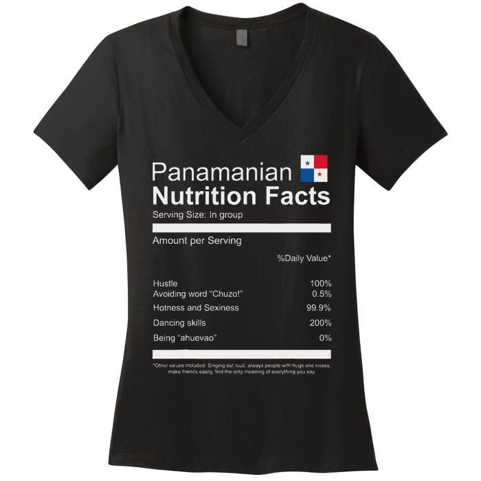 Panamanian Nutrition Facts Funny Panamanian Women's V-Neck T-Shirt