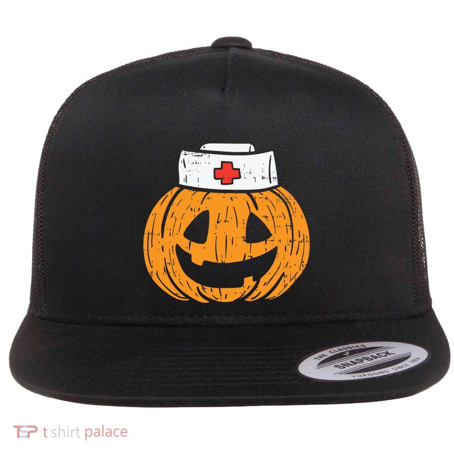 Pumpkin Nurse Funny Scary Halloween Costume Rn Cna Icu Girl Flatbill Hat