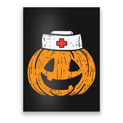 Pumpkin Nurse Funny Scary Halloween Costume Rn Cna Icu Girl Poster