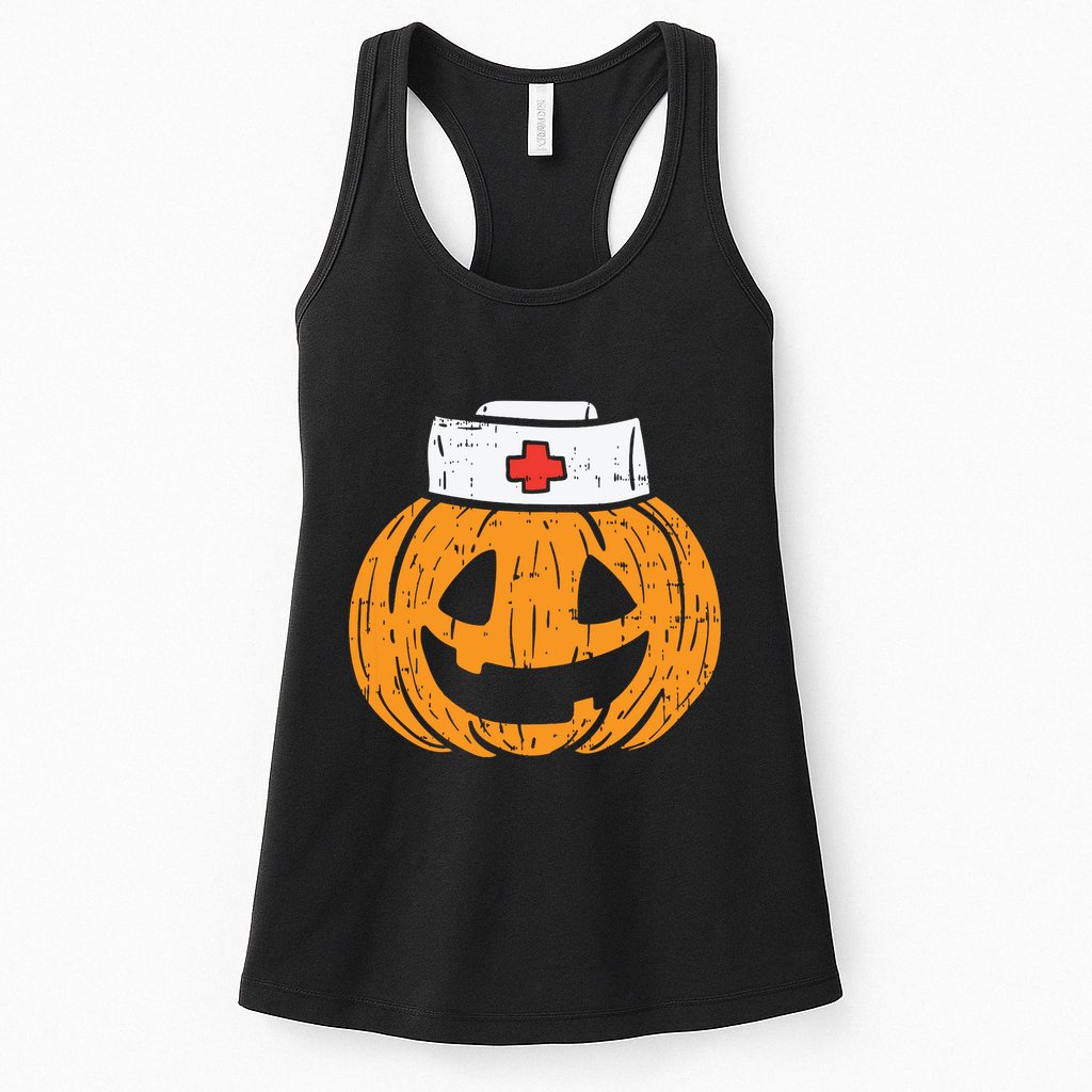 Pumpkin Nurse Funny Scary Halloween Costume Rn Cna Icu Girl Womens Tank Top