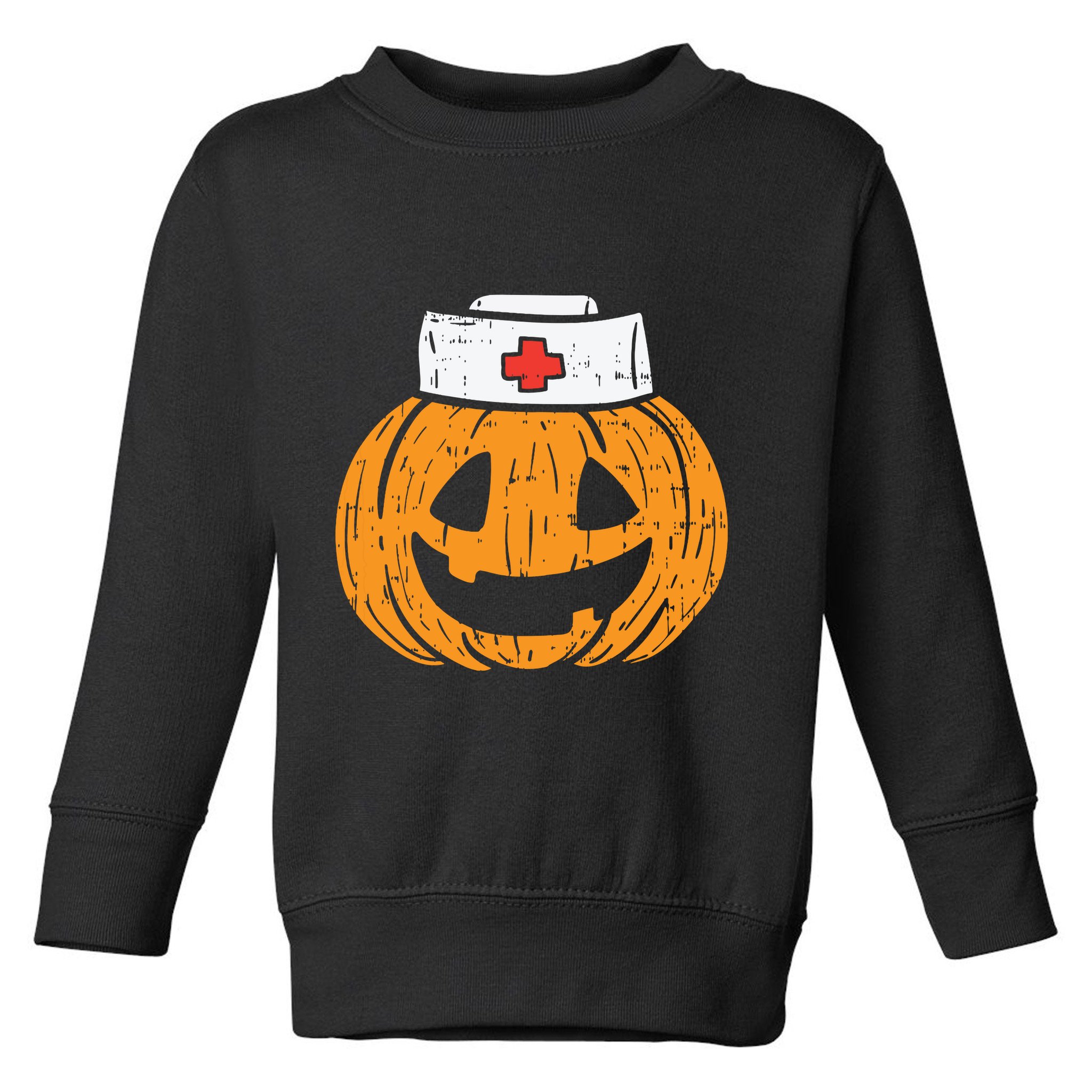 Pumpkin Nurse Funny Scary Halloween Costume Rn Cna Icu Girl Toddler Sweatshirt