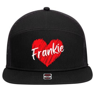 Personalized Name Frankie I Love Frankie Heart Vintage 7 Panel Mesh Trucker Snapback Hat