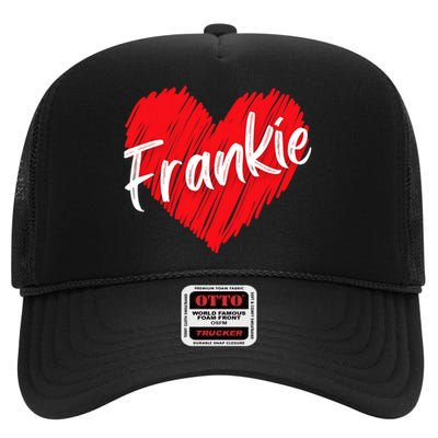 Personalized Name Frankie I Love Frankie Heart Vintage High Crown Mesh Back Trucker Hat