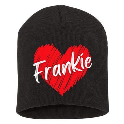 Personalized Name Frankie I Love Frankie Heart Vintage Short Acrylic Beanie