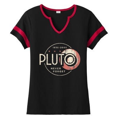 Pluto Never Forget Funny Pluto Pluto Lover Pluto Ladies Halftime Notch Neck Tee