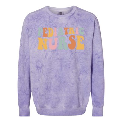 Pediatric Nurse Groovy Nursing School Gift Colorblast Crewneck Sweatshirt