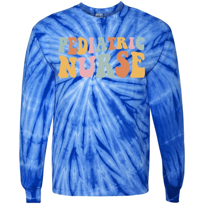 Pediatric Nurse Groovy Nursing School Gift Tie-Dye Long Sleeve Shirt