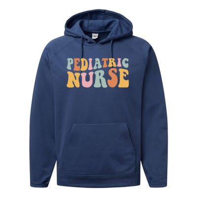 Pediatric Nurse Groovy Nursing School Gift Performance Fleece Hoodie