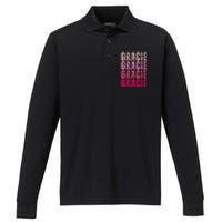 Personalized Name Gracie I Love Gracie Performance Long Sleeve Polo