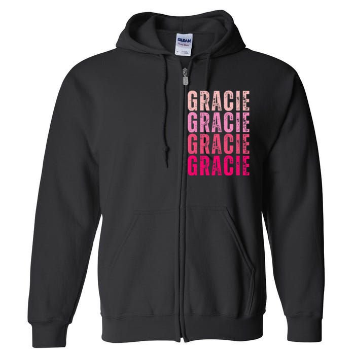 Personalized Name Gracie I Love Gracie Full Zip Hoodie