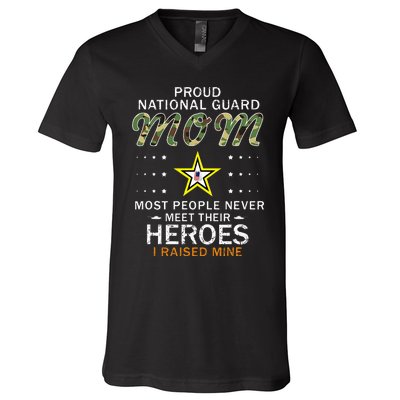 Proud National Guard Mom I Raised My Heroes Camouflage Army V-Neck T-Shirt