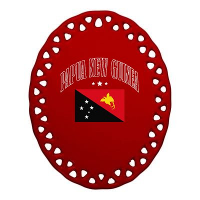 Papua New Guinea Flag Patriotic Throwback Ceramic Oval Ornament