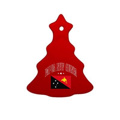 Papua New Guinea Flag Patriotic Throwback Ceramic Tree Ornament