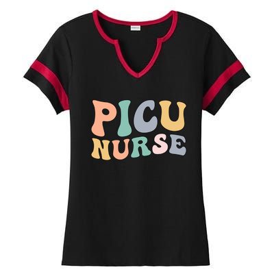 Picu Nurse Groovy Pediatric Intensive Care Unit Gift Ladies Halftime Notch Neck Tee