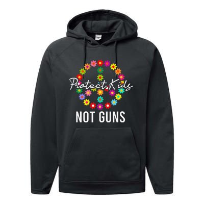 Protect Not Guns Floral Flower Peace Sign Gun Control Performance Fleece Hoodie