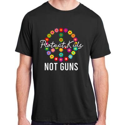 Protect Not Guns Floral Flower Peace Sign Gun Control Adult ChromaSoft Performance T-Shirt