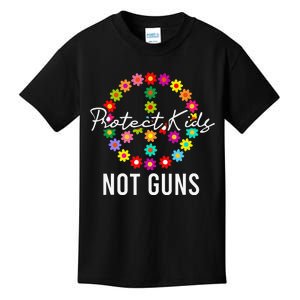 Protect Not Guns Floral Flower Peace Sign Gun Control Kids T-Shirt