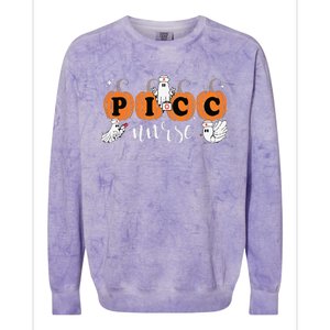 Picc Nurse Groovy Pumpkin Nurse Halloween Colorblast Crewneck Sweatshirt