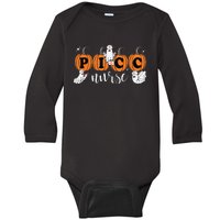 Picc Nurse Groovy Pumpkin Nurse Halloween Baby Long Sleeve Bodysuit