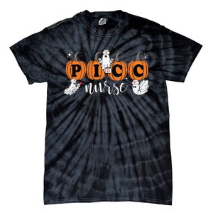 Picc Nurse Groovy Pumpkin Nurse Halloween Tie-Dye T-Shirt