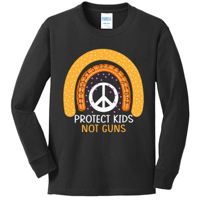 Protect Not Guns Rainbow AntiGun Gun Control Awareness Kids Long Sleeve Shirt